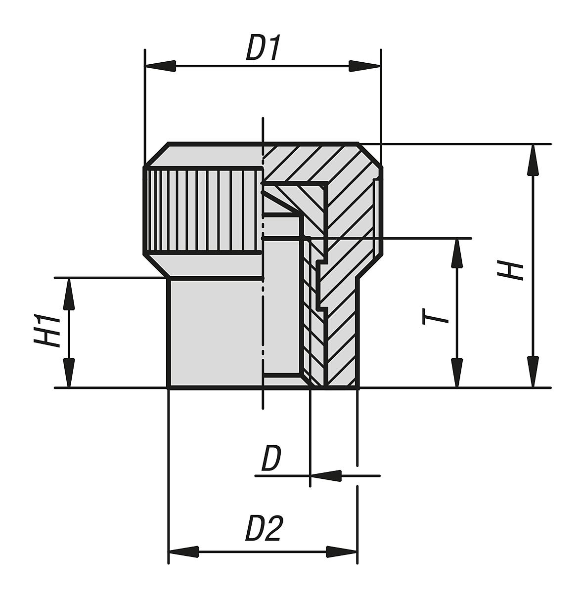Kipp K0142.11204 RÄNDELKNOPF, D1=13 D=M04, H=13,5, DUROPLAST SCHWARZ, KOMP:MESSING - K0142 Raendelknoepfe - Massblatt