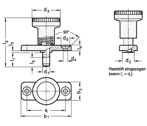 Ganter 608.5-6-14 EDELSTAHL RASTBOLZEN (ZUM ANSCHRAUBEN) - GN 608-5 Rastbolzen - Raststift Edelstahl-Skizze
