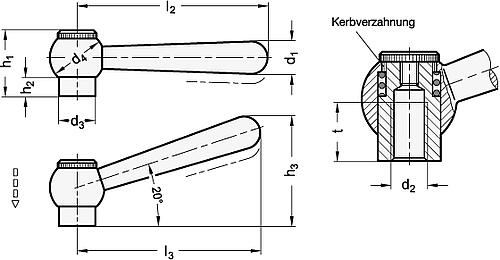 Ganter 99.2-10-M6-M VERSTELLB.KEGELGRIFF, GERADE - GN 99-2 Verstellbare Kegelgriffe - mit Innengewinde - Stahl-Skizze