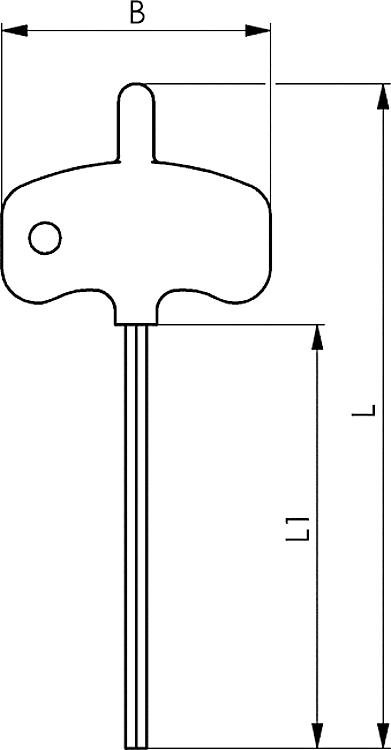 AMF 907S-T 7 TORX-Schraubendreher mit kleinem Griff, TORX: T 7, A: 1,99, B: 38, L: 70 - LE 907S 6 TORX-Schraubendreher mit kleinemGriff-Skizze