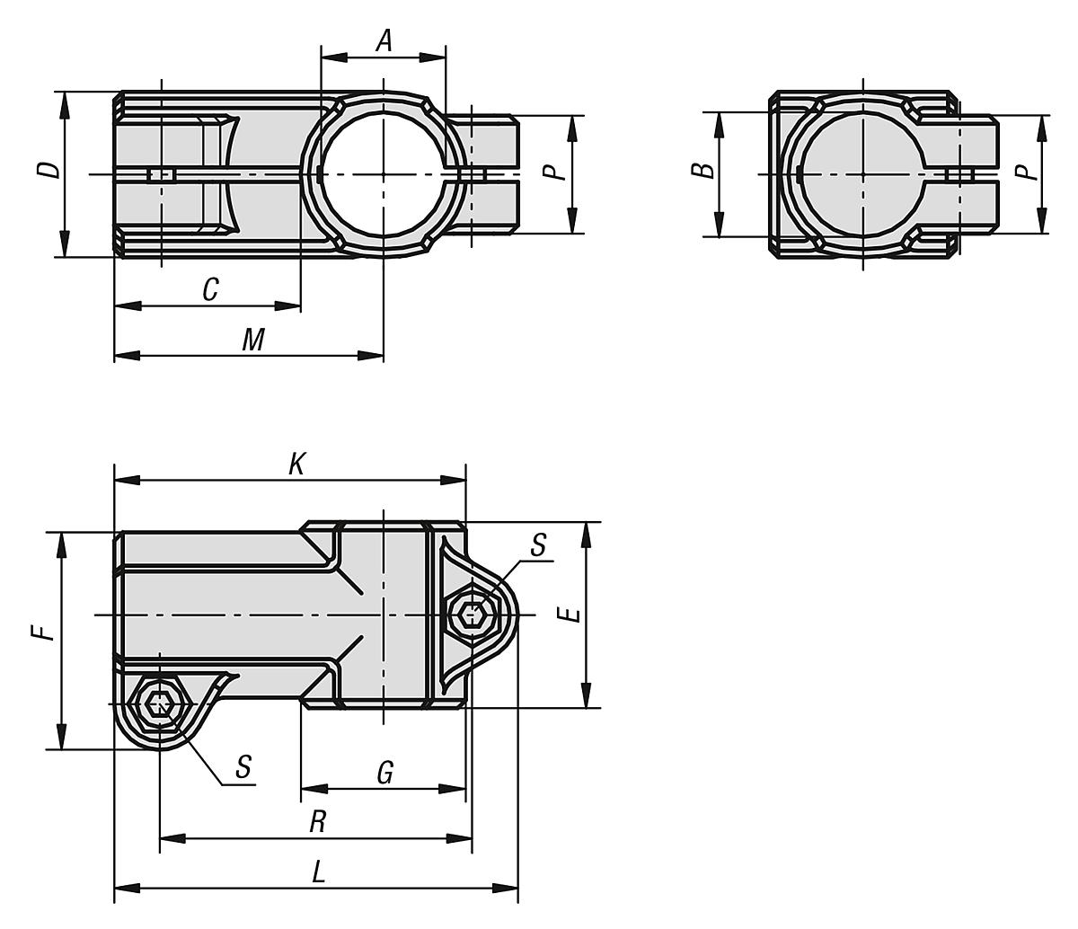 Kipp K0475.53030 WINKELKLEMMSTÜCK ALUMINIUMGUSS, FORM A, A=30,1, B=30,1 - K0475 Winkelklemmstuecke - Aluminium - Massblatt