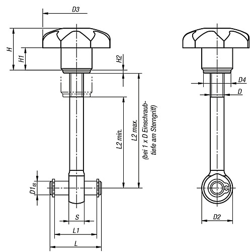 Kipp K0053.06050 SCHWENKSCHRAUBE M6X50, - KIPP K0053 Schwenkschrauben