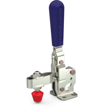 DESTACO 207-LBR Vertikal-Kniehebelspanner Haltekraft 1700 N - 2700 N, Öffnungswinkel 90° - 115° - DESTACO 207-U-B Vertikalspanner - U-Spannarm - Fuss abgewinkelt - Handrgriff blau