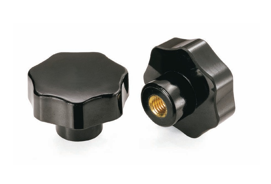 Leschhorn 04447.K50XM08 Sterngriffe Kunststoff Duroplast, schwarz, Form K - mit Gewindebuchse - LE 04447.K Sterngriffe Kunststoff mit Messing-Gewindebuchse, Form D - mit Gewinde-Durchloch