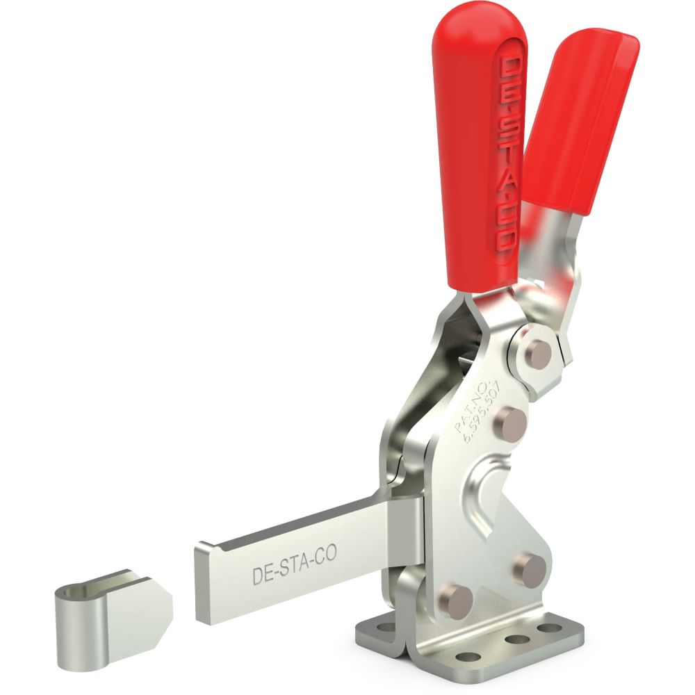 DESTACO 2007-SR Vertikal-Kniehebelspanner Haltekraft 4500 N, Öffnungswinkel 80° - DESTACO-2007-SR-Vertikal-Kniehebelspanner-SR-Massiver-Spannarm-Fuss-abgewinkelt-Toggle-Lock-Plus-Sta