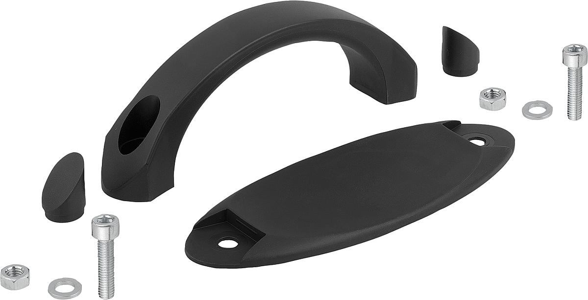 Kipp K0193.114008 BOGENGRIFF A=140, FORM A, MIT ABDECKKAPPEN - K0193-114008 BOGENGRIFF A 140 - FORM A - MIT ABDECKKAPPEN