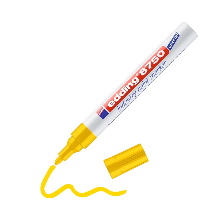 edding 4-8750002 edding® Lackmarker, Strichbreite 2-4 mm, wasserfest, Rundspitze, gelb - edding 8750 Industrie Lackmarker - Rundspitze 2-4 mm - gelb