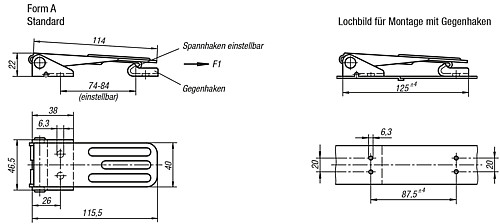 Kipp K0049.1631161 SPANNVERSCHLUSS EINSTELLBAR, FORM A, STAHL - KIPP K0049-SVA Spannverschluesse einstellbar Anschr