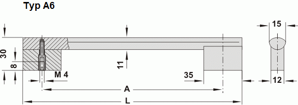 Leschhorn A6-11.288.01  Griffe aus Einzelelementen natur eloxiert - Leschhorn A6 - Design - Griffserien - Zeichnung