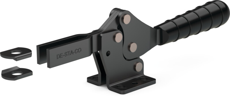 DESTACO 227-U Horizontalspanner Haltekraft 2200N, Öffnungswinkel 90° - DESTACO 227-U-L-BLK Horizontalspanner - offener Spannarm - Fuss angewinkelt - schwarz Ausfuehrung