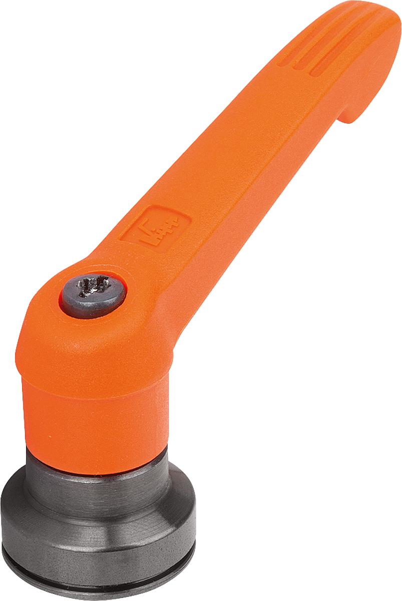 Kipp K1597.3102 KLEMMHEBEL MIT SPANNKRAFTVERSTÄRKER, GR.3, M10, KUNSTSTOFF ORANGE RAL2004, KOMP:STAHL BRÜNIERT - K1597-3102 KLEMMHEBEL-SPANNKRAFTVERSTAERKER -GR 3 -M10 -KUNSTSTOFF ORANGE RAL2004 -KOMP STAHL