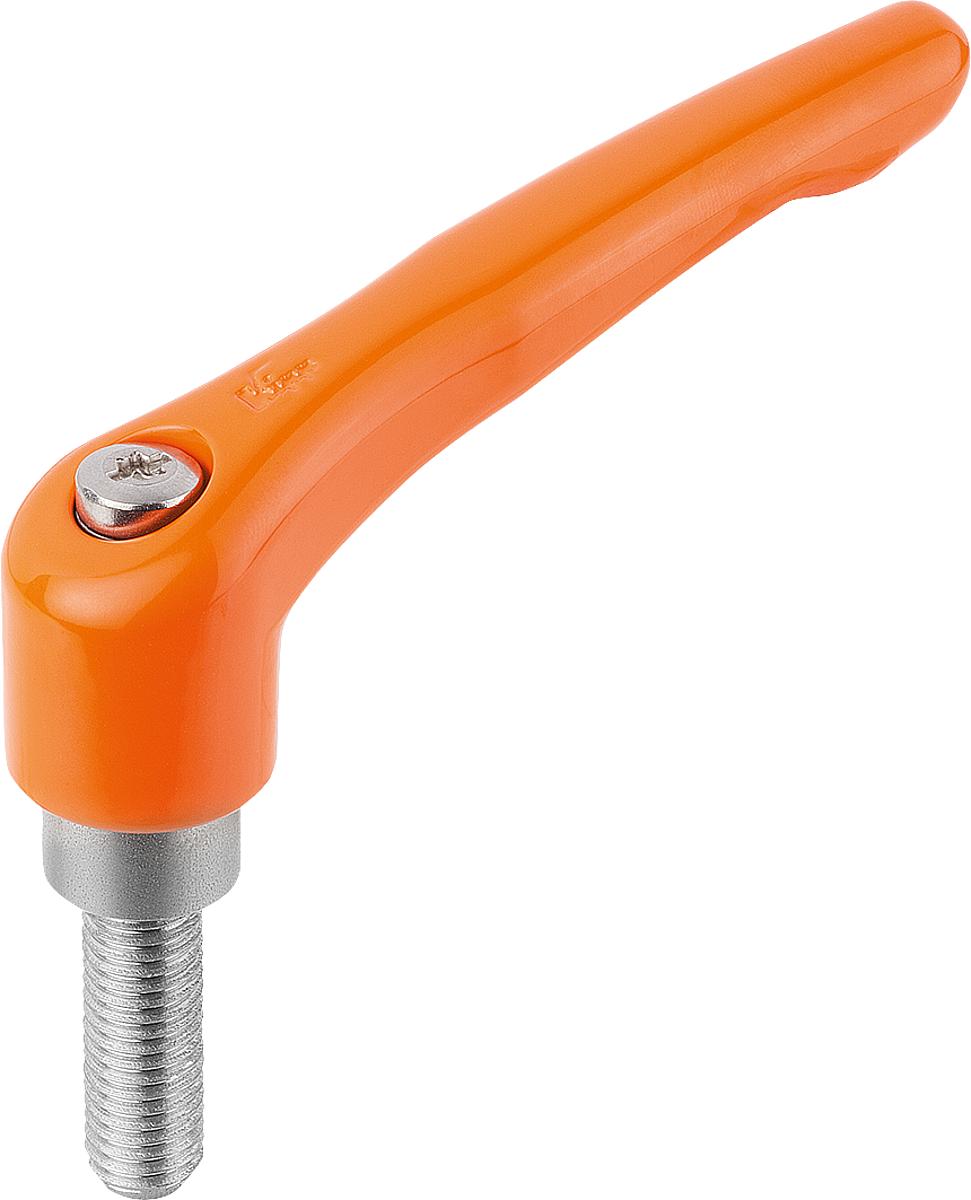 Kipp K0123.2102X20 KLEMMHEBEL GR.2  M10X20       EDELSTAHL, GRIFFHEBEL ORANGE - K0123-2102X20 KLEMMHEBEL GR 2 M10X20 EDELSTAHL - GRIFFHEBEL ORANGE