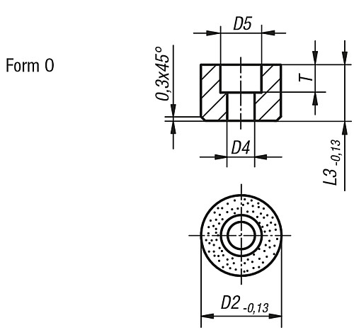 Norelem 07113-110105 EINSATZ RUND M. SENKBOHRUNG FORM O D2=10, L3=10 - Norelem 07113-O Grippers und Einsaetze rund mit Senkbohrung - Form O