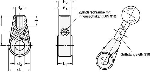 Ganter 150.5-24-B10 Edelstahl Klemmnaben - GN 150-5 Edelstahl Klemmnaben-Skizze