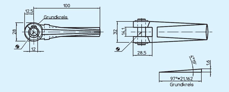 Halder 23380.0012 Beidseitiger Exzenterhebel mit AchsBolzen 12 - EH 23380 Beidseitige Exzenterhebel mit Achsbolzen