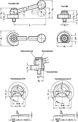 Ganter 918-40-GV-L Spiralexzenter, Klemmung radial, Stahl - GN 918 Spiralexzenter - Klemmung radial - Stahl-Skizze