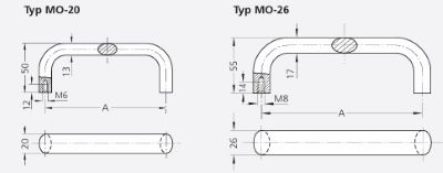 Leschhorn EMO-26-F350-54 Economy Gerätegriffe, Oval Aluminium,  26 mm frontseitige Befestigung A 350,  schwarz pulverbeschichtet - LE EMO Mschinen- und Geraetegriffe - Economy rueckseitige Befestigung - Massblatt