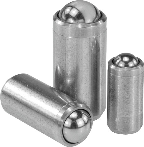 Norelem 03072-205 FEDERNDES DRUCKSTÜCK  D=5     EDELSTAHL, GLATTE AUSFÜHRUNG, - Norelem 03072 Federnde Druckstuecke glatte Ausfuehrung - ohne Bund - Edelstahl