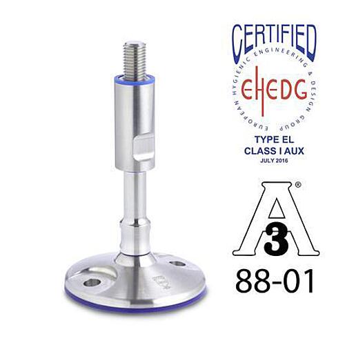 Ganter 20-100-M16-175-B Edelstahl Stellfüße mit Befestigungsbohrungen, Hygienic Design - GN 20 Edelstahl Stellfuesse mit Befestigungsbohrungen - Hygienic Design-Abbildung