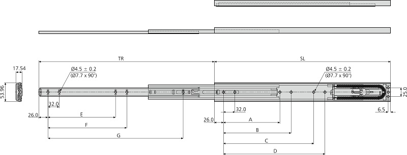 Accuride DZ5417-0040EC Teleskopschienen mit Soft Close-Dämpfungssystem 100% Vollauszug, 17,5x54,0 SL 400, TR 400,2, 45kg, hell verzinkt - Accuride DZ5417EC Teleskopschienen mit Soft Close-Daempfungssystem - Vollauszug - 17 5x5455kg