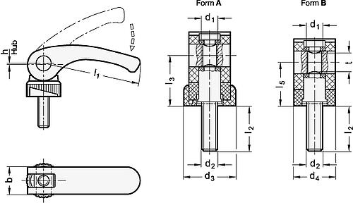 Ganter 926.1-63-M6-25-A Exzenterspanner, Kunststoff, mit Edelstahl Schraube - GN 926-1 Exzenterspanner - Kunststoff - mit Edelstahl Schraube-Abbildung