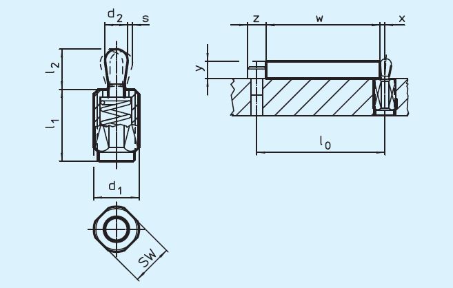 Halder 22150.0373 Seitendruckstück mit Gewinde und Kunststoffstift, ohne Abdichtung M 12 x 11.5, / 40 N - EH 22150 Seitendruckstuecke mit Gewinde ohne Abdichtung