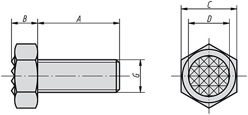 Norelem 07114-17102 GRIPPER SECHSKANT, C=17, G=M10, A=40 - Norelem 07114 Grippers Sechskant Form