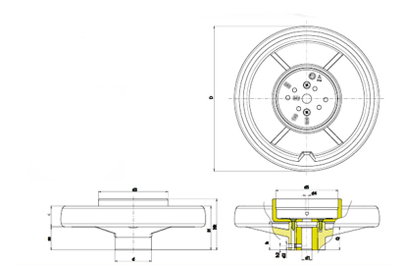 Leschhorn K405 Speichenhandräder für Positionsanzeigen  D 129; d1 8 H7 - LE K405 Speichenhandraeder fuer Positionsanzeigen-EcoLine-Massblatt
