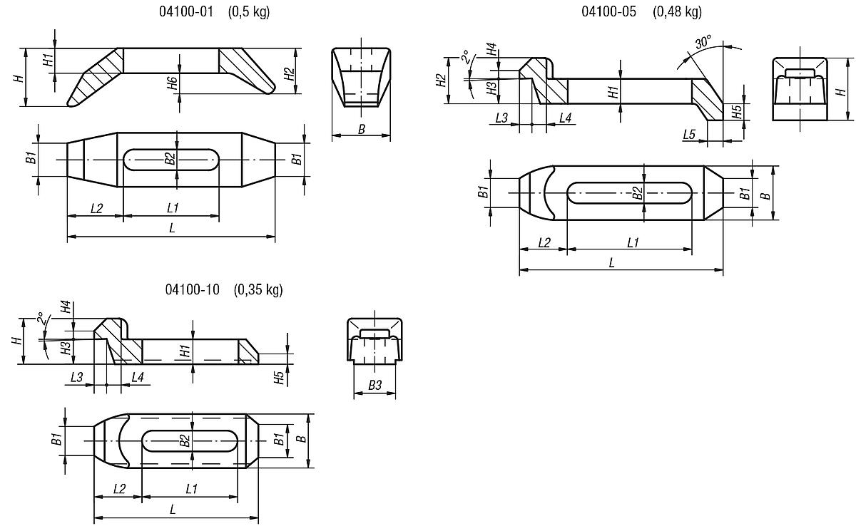 Norelem 04100-10 SPANNEISEN GEKRÖPFT             BR, - NLM 04100 Spanneisen gekroepft  mit langem Schlitz - Massblatt