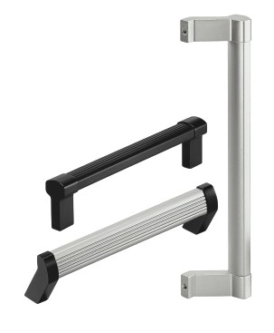 Leschhorn A2-32.G250.S01 massive Aluprof® Griffe mit geraden Alu-Schenkel Typ G, A 25,0 Schenkel schwarz/Steg natur - Griff aus Einzelelementen, komplett montiert - Leschhorn A2-32 massive Aluprof Griffserien mit geradem und abgewinkeltem oder schraegem Schenkel