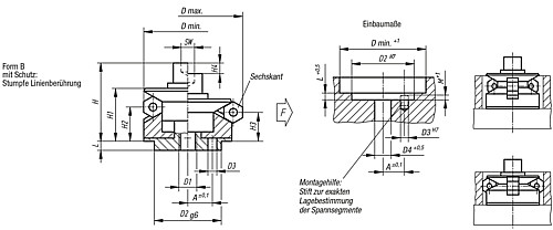Kipp K0644.0201503 ZENTRIERSPANNER FORM B, - KIPP K0644-B Zentrierspanner mit Schutz