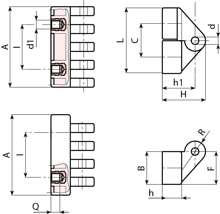 Leschhorn O450 Scharniere  I 15; C 18; Gewinde d1 M5; Kunststoff PA, schwarz, - Boteco O450 Scharniere