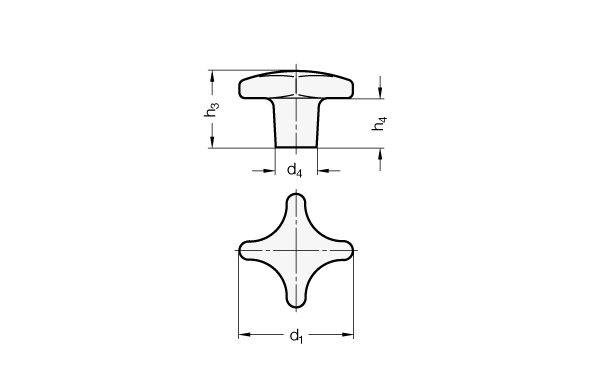 Ganter 6335-AL-20-A  Kreuzgriffe, Rohteil, Gusseisen / Aluminium, ohne Bohrung, Griffdurchmesser d12 (AL): 20, Form: A - Rohteil (unbearbeitet), d4: 8 - DIN 6335 Kreuzgriffe - Rohteil - Gusseisen - Aluminium - ohne Bohrung - Massblatt