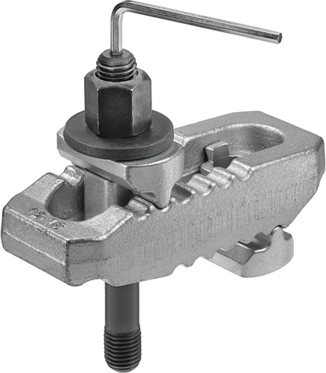 AMF 6312VI-13 "Krokodil" Spannpratze, komplett mit Nr. 6379I, Spannkraft max.*: 30 kN, Spannschraube   Nr. 6379I  : M12x100, H1: 0-30 - LE 6312VI Krokodil Spannpratze mit Gegenhalter - verstellbar-Abbildung
