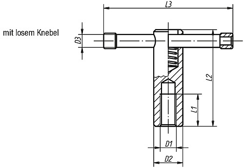Kipp K0755.210 KNEBELMUTTER MIT LOSEM KNEBEL, M10, L1=20 - KIPP K0755-LK Knebelmuttern mit losem Knebel DIN 6