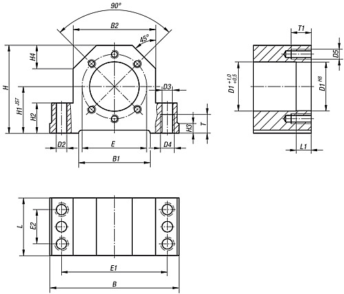Norelem 24070-016 GEHÄUSE, FÜR KUGELGEWINDE FLANSCHMUTTER - Norelem 24070 Gehaeuse fuer Flanschmuttern