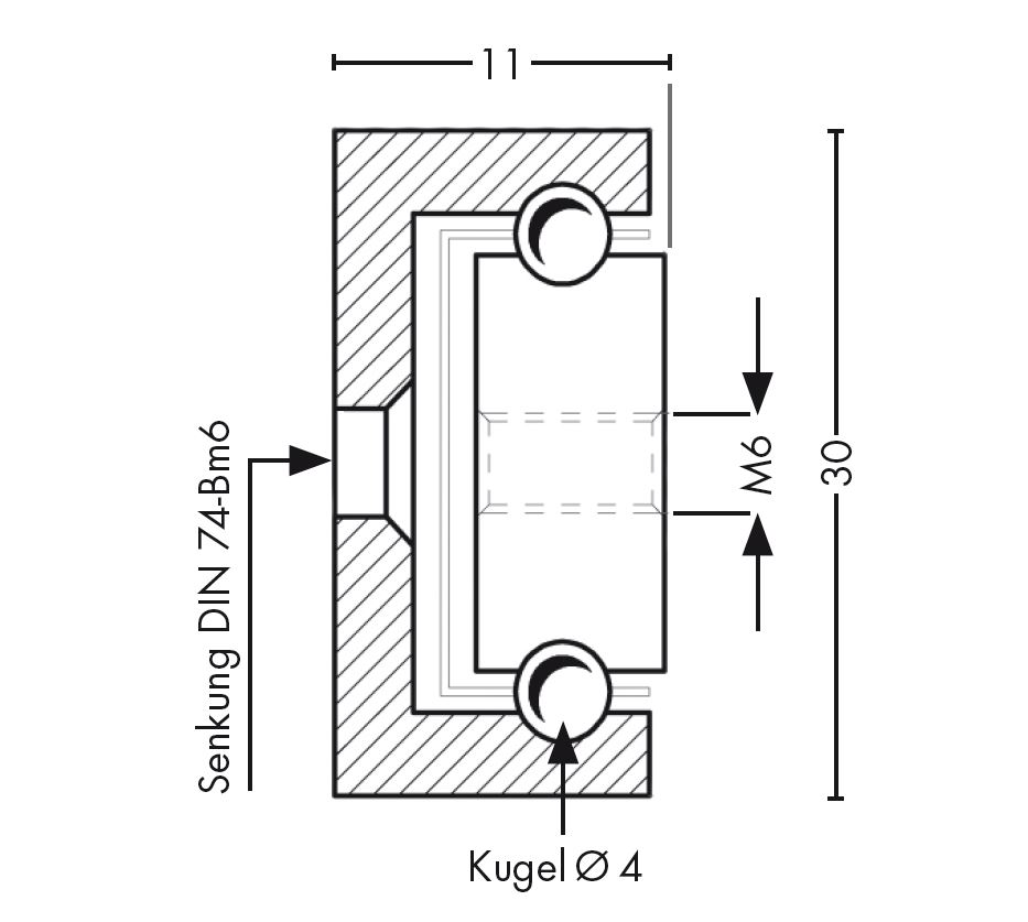 Leschhorn 3011-40-A4 Schwerlastschiene, 30x11 M6, bis 130kg, Teilauszug, Edelstahl 1.4404 (A4, 316L) - Leschhorn 3011 Schwerlastschiene bis 145 kg