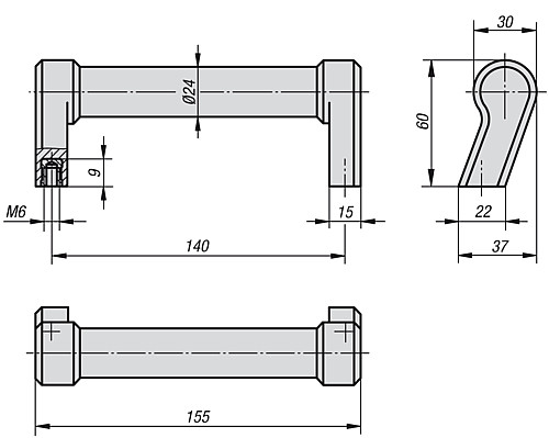 Kipp K0197.140061 BÜGELGRIFF SCHR GSTEHEND, MATTSCHWARZ - KIPP K0197 Buegelgriffe schraegstehend