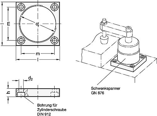 Ganter 876.1-ST-M65X1,5-58 Gewindeflansche für Schwenkspanner GN 876 - GN 876-1 Gewindeflansche fuer Schwenkspanner GN 876-Skizze