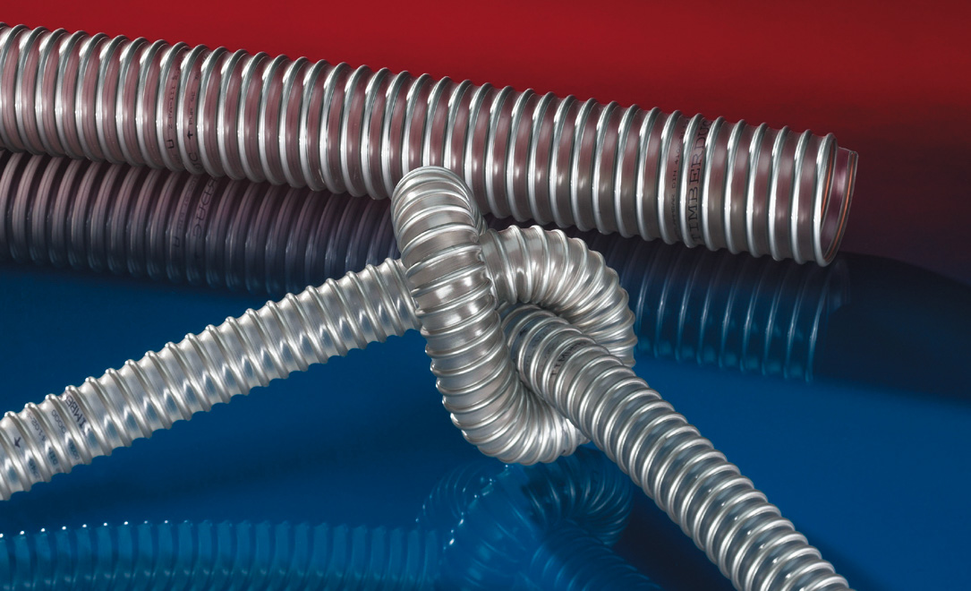 Norres 533-0045-0000-10 Antistatischer Polyurethanschlauch für die Holzindustrie, schwer, schwerentflammbar, Innen-Ø 44-45 mm, Aussen-Ø 53 mm, Biegeradius 35 mm - Norres 533 - TIMBERDUC PUR 533 AS -MD-