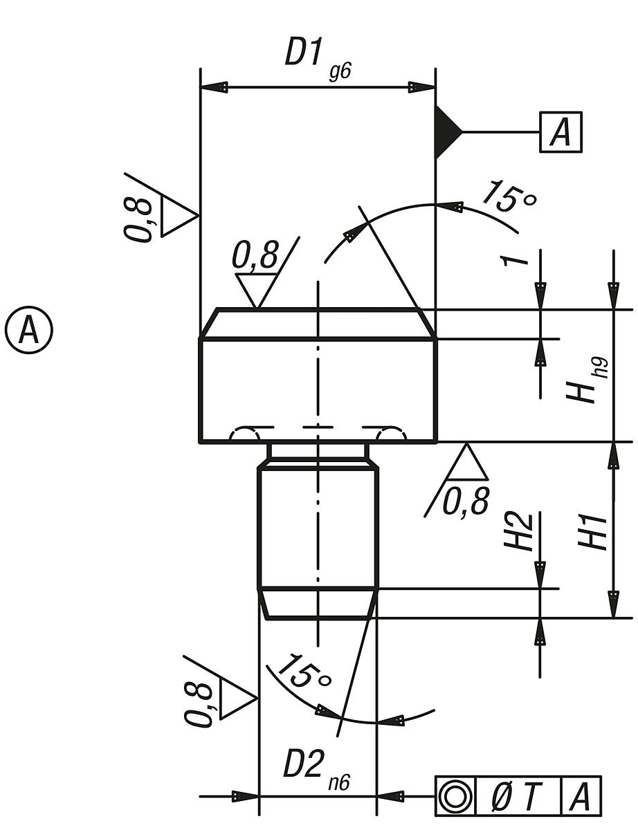 DIN 6321 AUFLAGEBOLZEN FORM A, D1=16 - DIN 6321 Auflagebolzen Form A - Massblatt