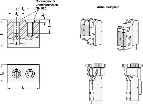 Ganter 872-40-35 SPANNBACKEN ROHLING - GN 872 Spannbacken Rohlinge fuer Kraftspanner-Skizze