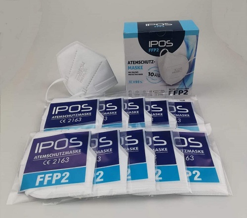 IPOS IPOS FFP2 Atemschutzmaske Faltmaske Maske CE Zertifiziert, Maße 13.8 x 13.4 x 6.6 cm; 80 Gramm (10 Stück einzelverpackt im PE-Beutel) 1 VPE= 10 Stück - IPOS FFP2 Atemschutzmaske Faltmaske Maske CE Zertifiziert - Abbildung 3