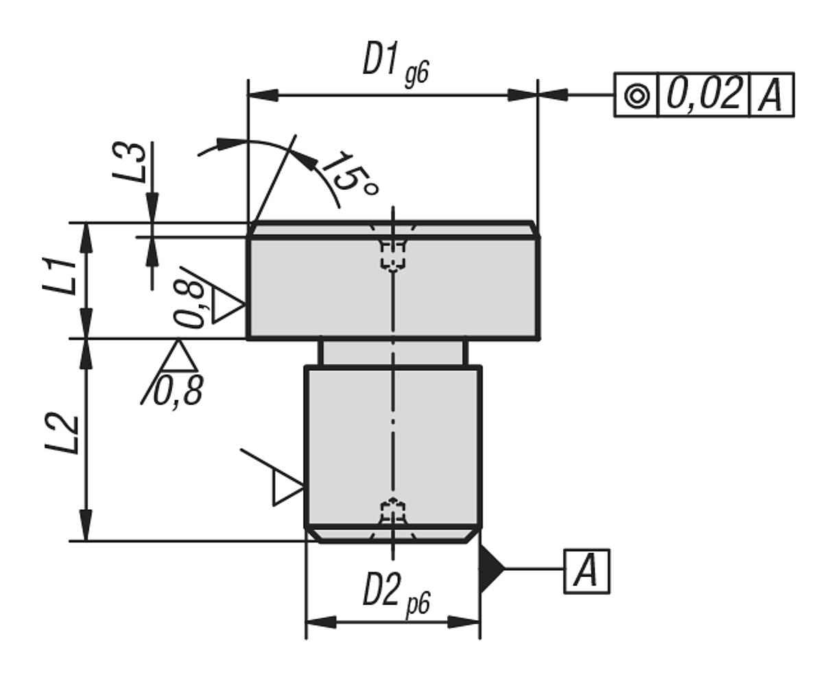Kipp K0352.14 ZYLINDRISCHER POSITIONSSTIFT    BR, GESCHLIFFEN  D1=22, D2=1 - K0352 Zylindrische Positionsstifte geschliffen - Massblatt