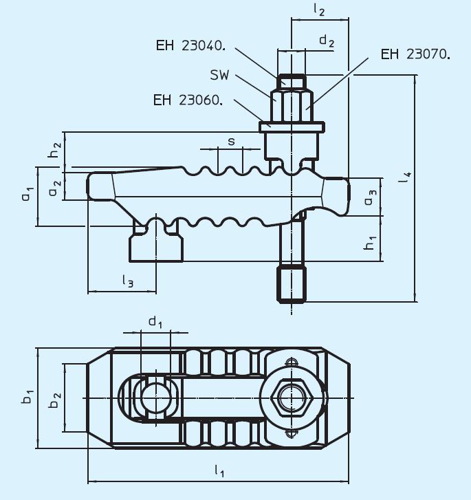 Halder 23185.0223 Spanneisen gezahnt mit verstellbarem Gegenstück mit Stiftschraube 25 / M 20 x 250 - EH 23185 Spanneisen gezahnt - mit verstellbarem Gegenstueck mit Stiftschraube