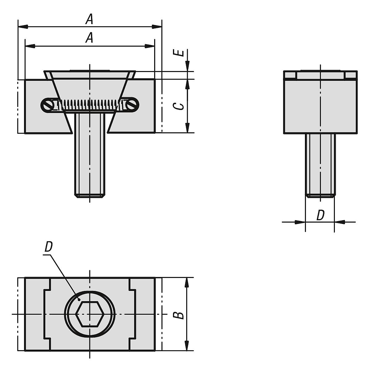 Norelem 04524-3216 KEILSPANNER M16 MIT BEARBEITUNGS , ZUGABE, B=48 - NLM 04524 Keilspanner  mit Bearbeitungszugabe - Massblatt