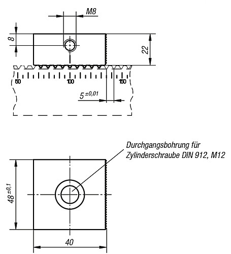 Kipp K0905.5201202 ANSCHLAG GERIIFELT U. HART. BESCH. ZU KMSS M12 - KIPP K0905 Anschlag hartmetallbeschichtet und geriffelt