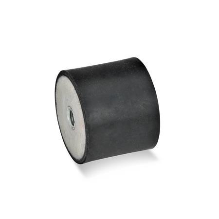 Ganter 351-70-45-M10-EE-55 GUMMIPUFFER MIT 2 INNENGEWINDEN - GN-351-Gummipuffer-Stahl-mit-zwei-Innengewinden