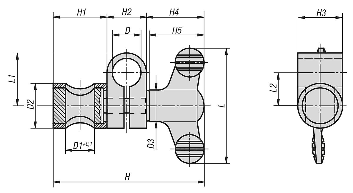 Kipp K0136.2020 SPANNGELENK DRM 20/20, - K0136 Spanngelenke - Massblatt