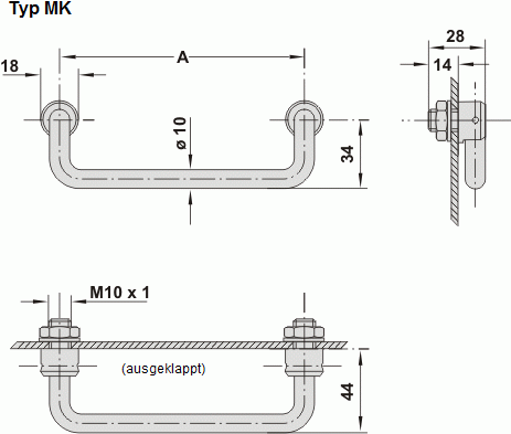 Leschhorn MK-10.120.23   Messgeräte Klappgriffe A 120,  mit Kunststoffüberzug - Leschhorn MK Messgeraete Klappgriffe